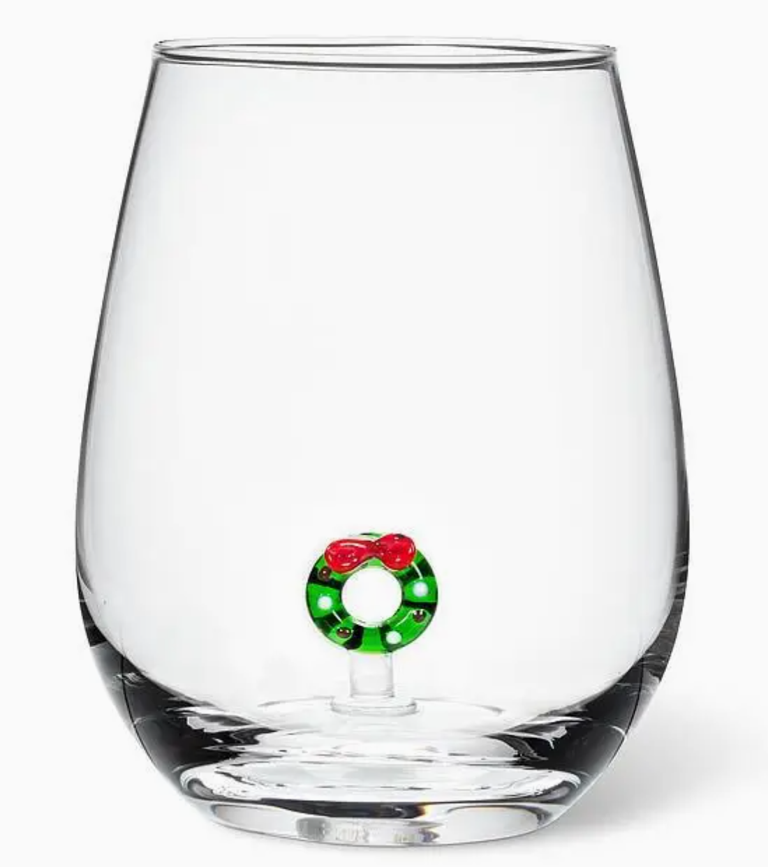Christmas Wreath Stemless Wine Glass