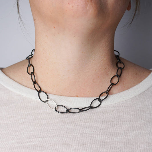 Ruth Necklace, Steel and Silver