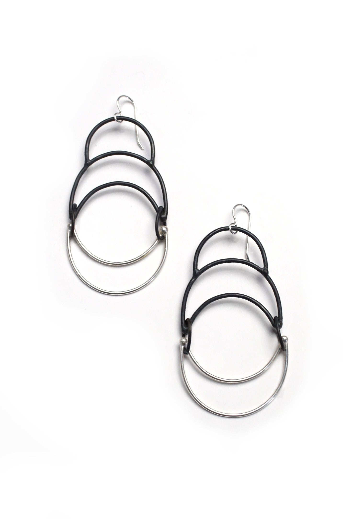 Augment Earrings, Steel and Silver