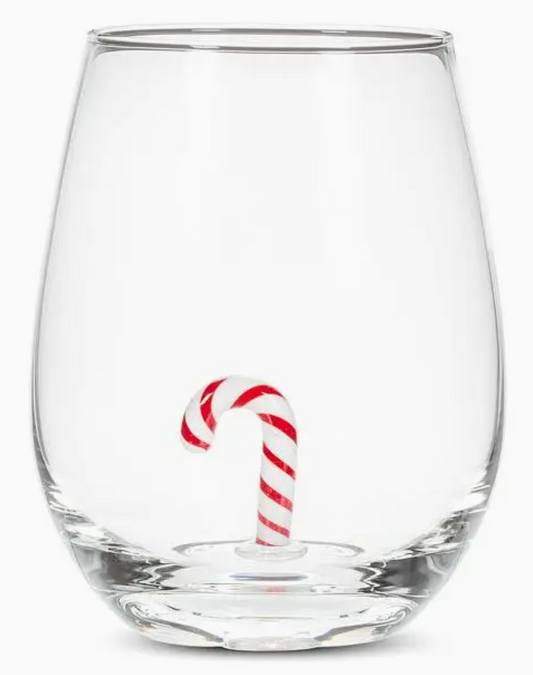 Candy Cane Icon Stemless Wine Glass