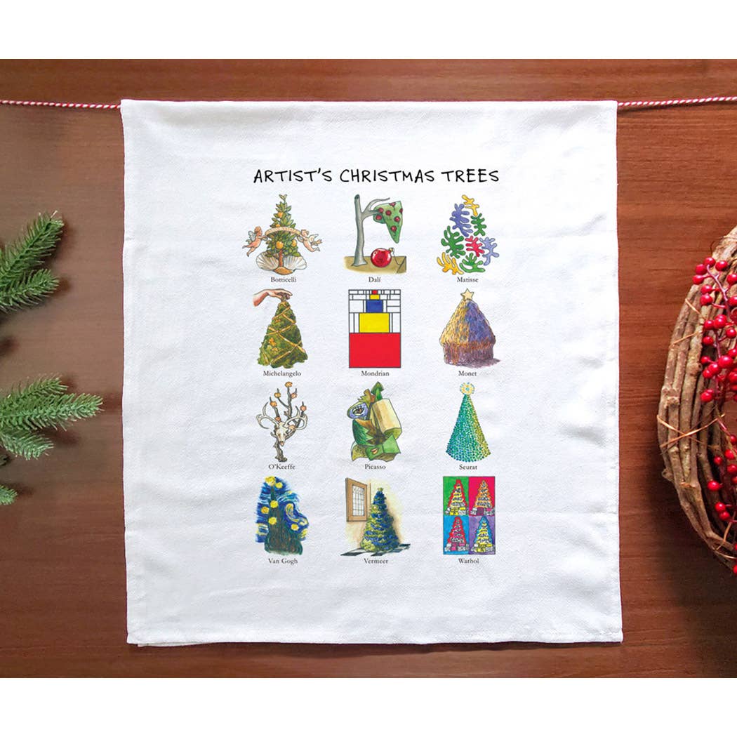 Artist Christmas Trees Tea Towel