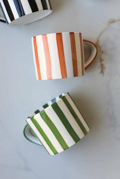 Hand painted striped mug